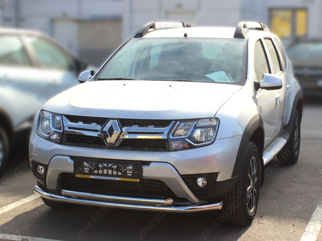 Дуга передняя по низу бампера радиусная двойная d-60+53 для автомобиля Renault Duster Dakar 2017-наст.вр.(Дизель) арт. RDD17_1.1, 
Технотек