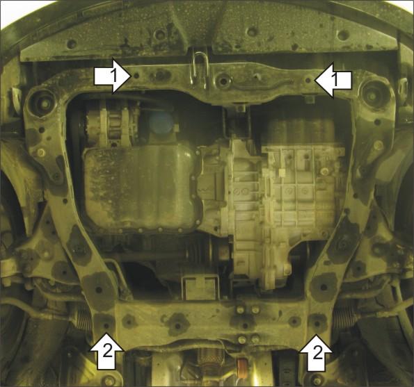 Защита стальная Мотодор (Двигатель, Коробка переключения передач), 2 мм, Сталь для Hyundai NF 2005-2008 арт. 00913
