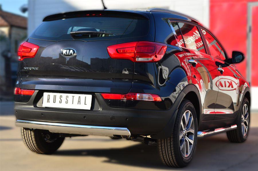 Защита заднего бампера d75х42 для KIA Sportage 2010-2015, Slitkoff KSGZ-001680