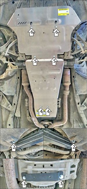 Защита алюминиевая Мотодор (Двигатель, Передний дифференциал, Коробка переключения передач, Радиатор, Раздаточная коробка), 5 мм,  для Dodge Charger  2014-2023 арт. 32912