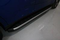Пороги алюминиевые с пластиковой накладкой (карбон серебро) 1720 мм для автомобиля Kia Soul 2019- TCC Тюнинг арт. KIASOUL19-14SL