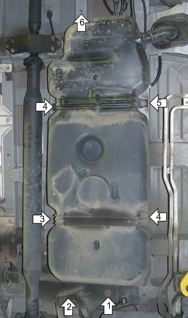 Защита бензобака стальная Motodor для Mercedes V-Klass/Vito 2014- (3 мм, сталь), 11204