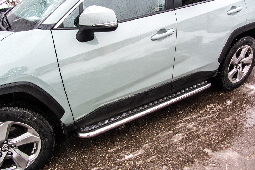 Защита порогов d57 с листом Toyota Rav-4 (2018-2023) , Slitkoff, арт. TR419-004