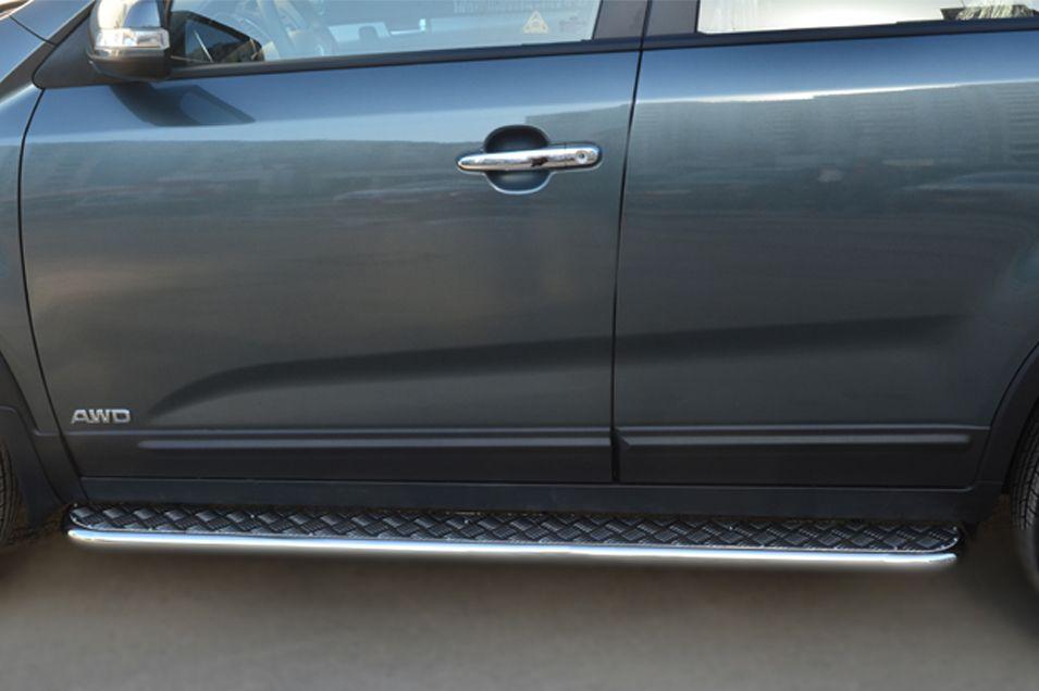 Пороги труба d42 с листом для KIA Sorento 2013, Slitkoff KIL-001267