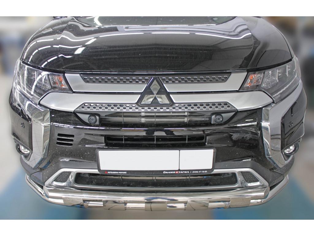 Передняя дуга с защитой (Shark) D 60,3/60,3 для Mitsubishi Outlander(Мицубиси Аутлендер), ALFeco арт. MITOUT-15.10