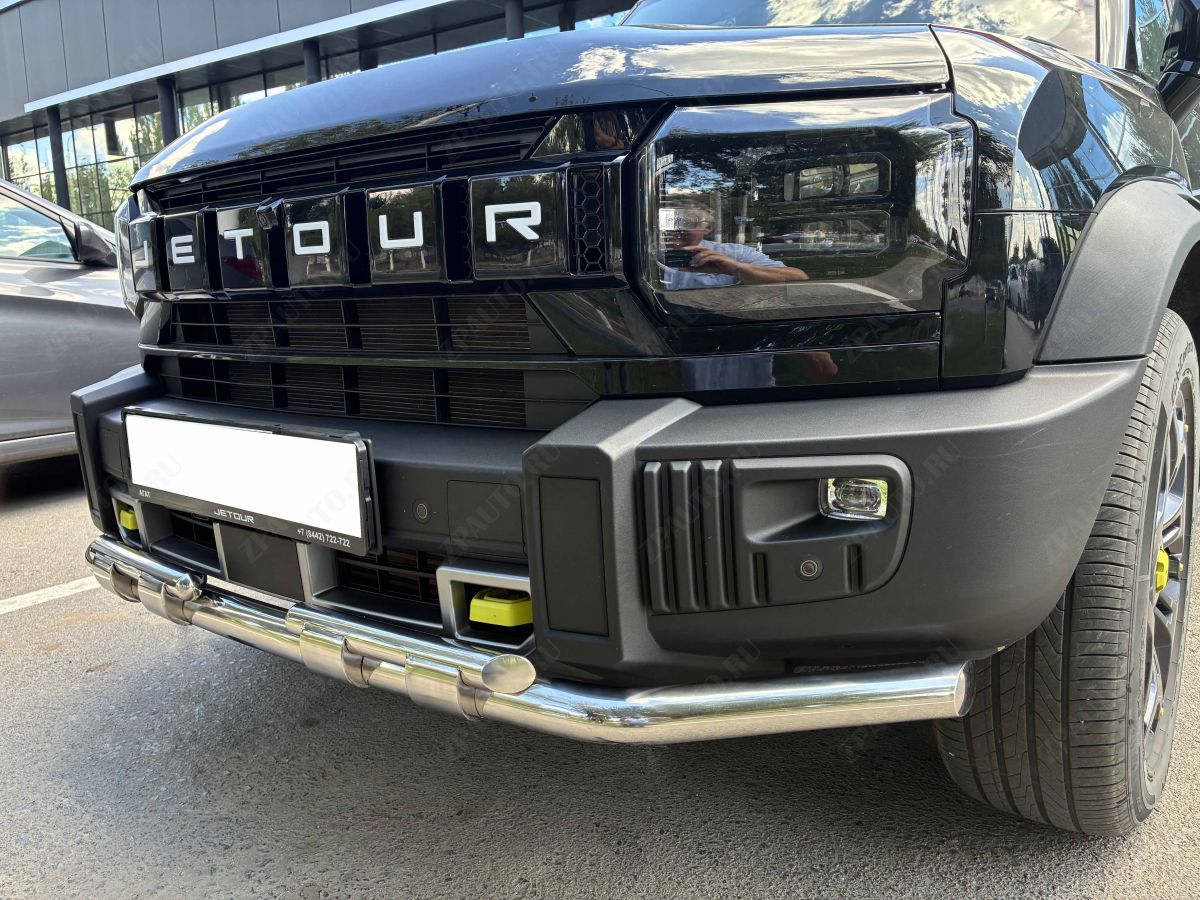 Защита переднего бампера двойная с перемычками для автомобиля JETOUR T2 2024 арт. JET.T2.24.75