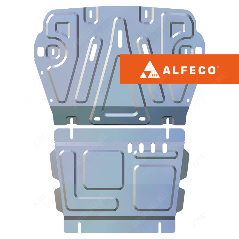 Защита  картера и редуктора переднего моста (2 части) JAC T9 2024- V-2,0 4WD , ALFeco, алюминий 4мм, арт. ALF5629al