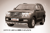 Защита переднего бампера d57+d57 двойная Toyota Land Cruiser 200 (2007-2012) Black Edition, Slitkoff, арт. TLC2-012BE