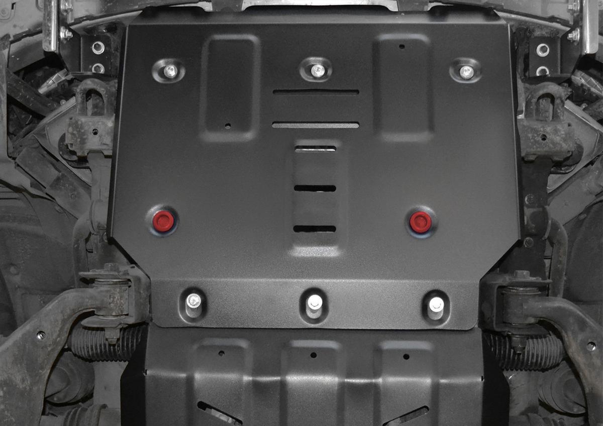 Защита радиатора АвтоБроня для Haval H9 I рестайлинг (V - 2.0D; 2.0T) 4WD 2017-н.в., штампованная, сталь 1.8 мм, с крепежом, 111.09407.1