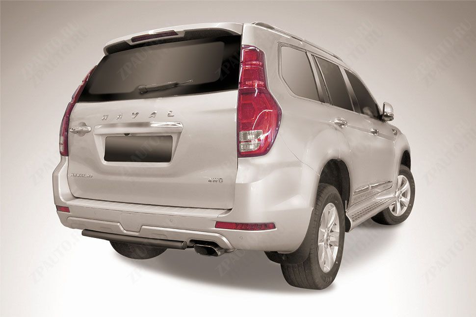 Защита заднего бампера d57 короткая черная Haval H9 (2017-2023) , Slitkoff, арт. HavH9-17-008B