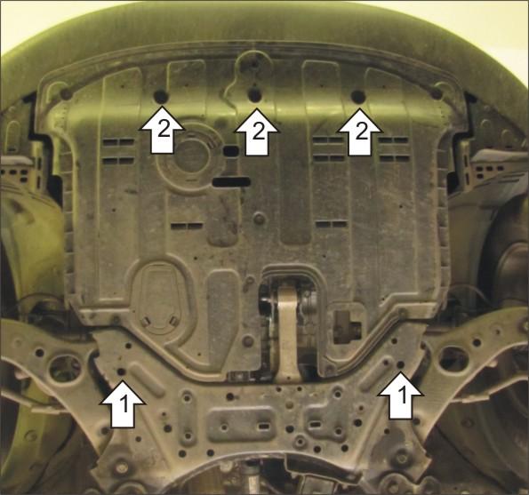 Защита стальная Мотодор (Двигатель, Коробка переключения передач), 2 мм, Сталь для KIA Sorento 2012-2020 арт. 71001