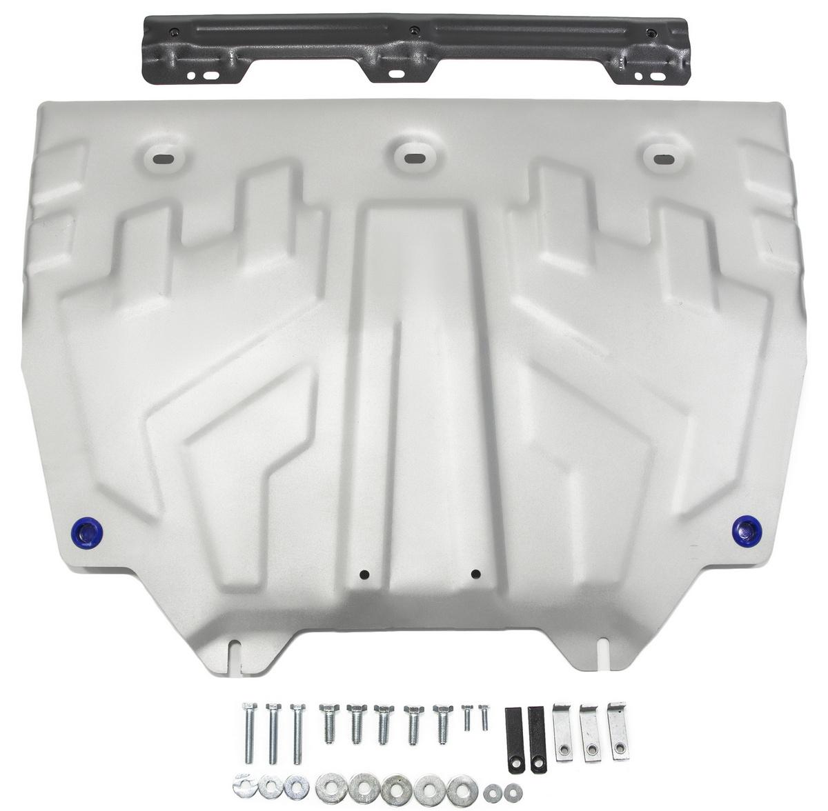 Защита картера и КПП Rival (увеличенная) для Mazda 3 BM 2013-2018, штампованная, алюминий 3 мм, с крепежом, 333.3817.1