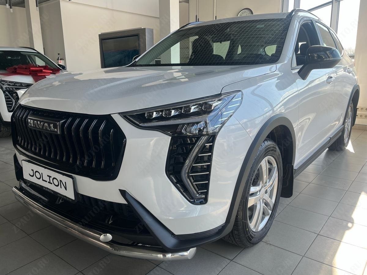 Защита переднего бампера двойная с подгибами для автомобиля Haval Jolion 2024 арт. HVJ.24.03-1