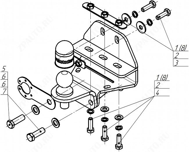 Фаркоп Toyota Land Cruiser 300 2021-н.в., тип шара F, MOTODOR, арт. 92524-F
