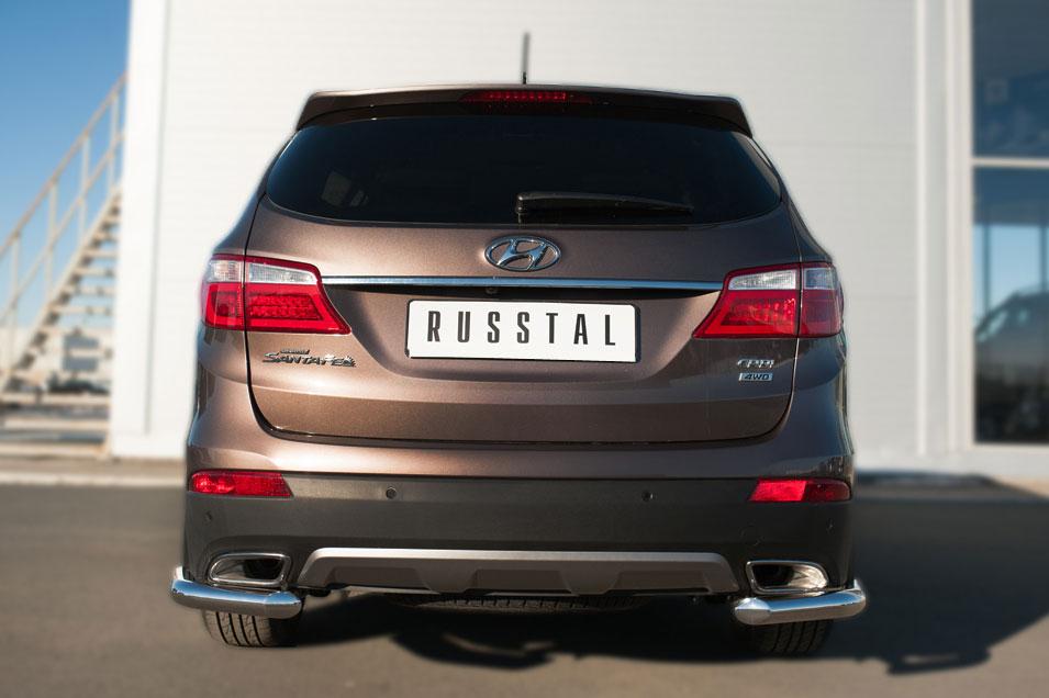 Защита заднего бампера уголки d57 для Hyundai Santa Fe Grand 2013, Slitkoff HSFZ-002014