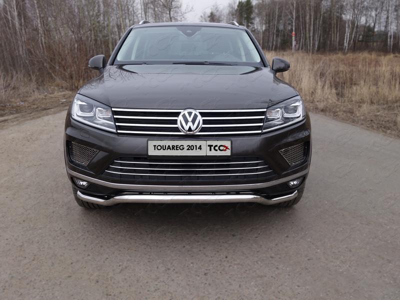 Защита передняя нижняя (кенгурин) 60,3 мм для автомобиля Volkswagen Touareg 2014-2018, TCC Тюнинг VWTOUAR14-17