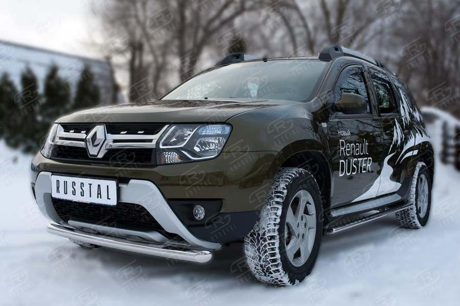 Защита переднего бампера d57 на Renault Duster 2015, Slitkoff RDZ-002175