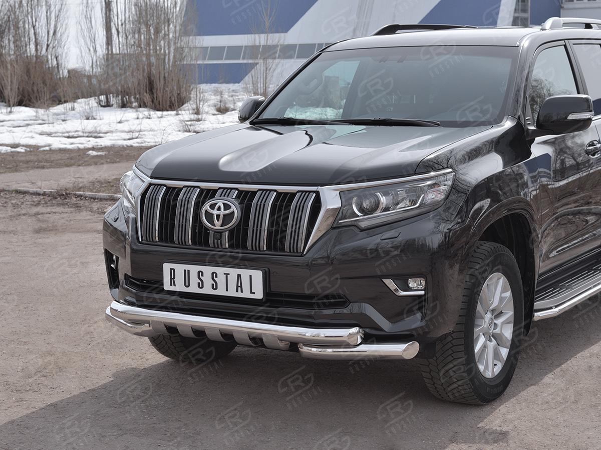 Защита переднего бампера d76 секции-d76 уголки+клыки LCPZ-002857 для автомобиля TOYOTA LC PRADO 150 2017-, Slitkoff