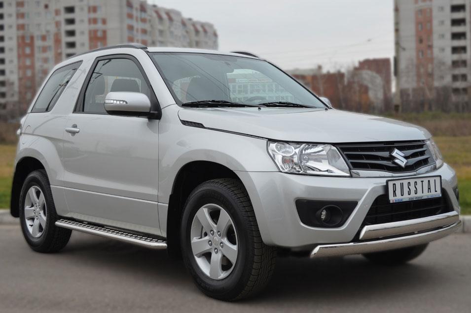 Пороги труба d42 с листом для Suzuki Grand Vitara 3d 2012, Slitkoff SV3L-001110
