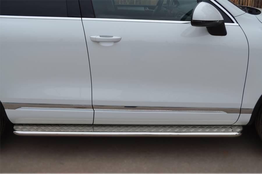 Пороги труба d42 с листом для Volkswagen Touareg 2010, Slitkoff VTT-001070