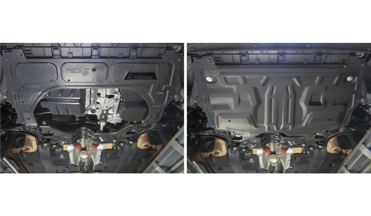 Защита картера и КПП AutoMax для Seat Ibiza IV 2008-2015, сталь 1.4 мм, с крепежом, AM.5842.1