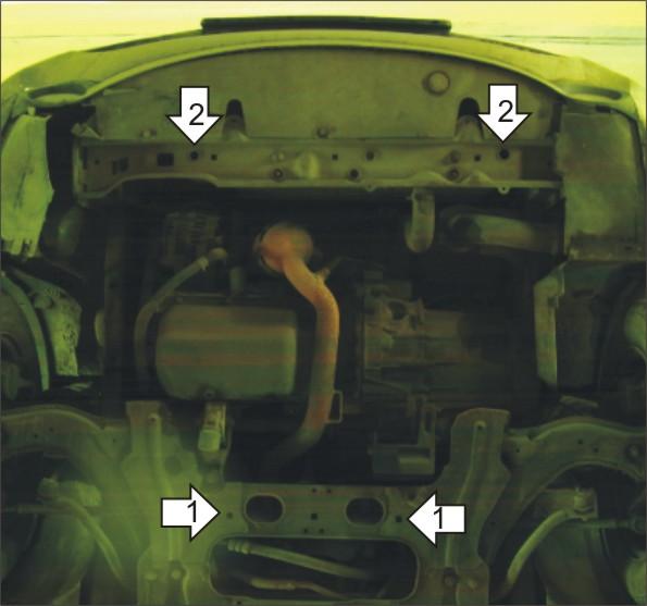 Защита стальная Мотодор (Двигатель, Коробка переключения передач), 2 мм, Сталь для Citroen Xsara Picasso 1999-2007 арт. 00406