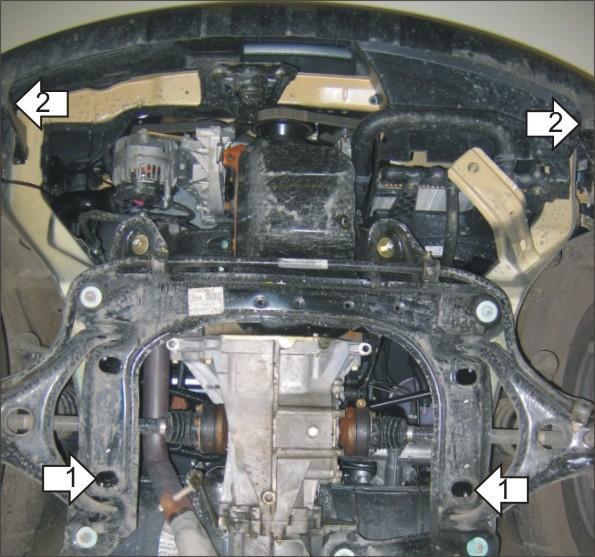 Защита стальная Мотодор (Двигатель, Коробка переключения передач), 2 мм, Сталь для Volkswagen Pointer 2005-2009 арт. 02719