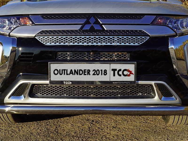 Решетка радиатора верхняя (лист) для автомобиля Mitsubishi Outlander 2018-, TCC Тюнинг MITOUT18-14