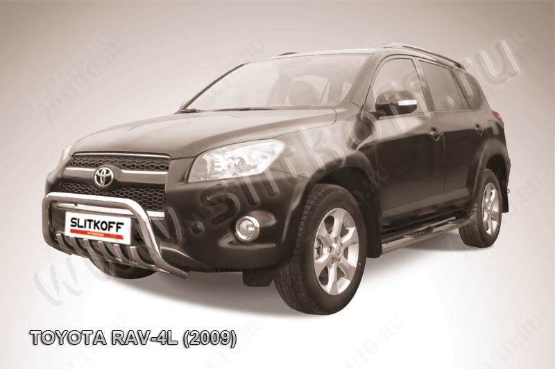 Кенгурятник d57 низкий c защитой картера Toyota Rav-4 L (2005-2010) Black Edition, Slitkoff, арт. TR409L-003BE