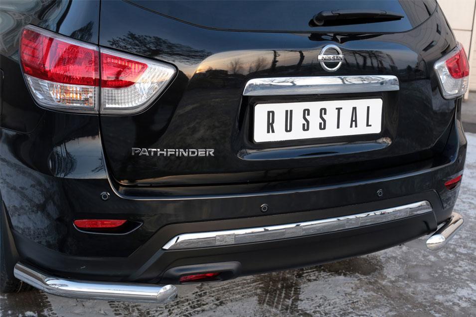 Защита заднего бампера уголки d57 для Nissan Pathfinder 2014, Slitkoff NPZ-002028