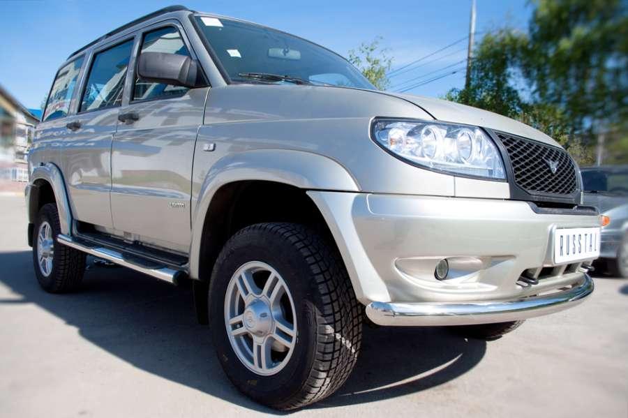 Пороги труба d76 с накладками вариант 2 для UAZ Patriot, Slitkoff UPT-0005052