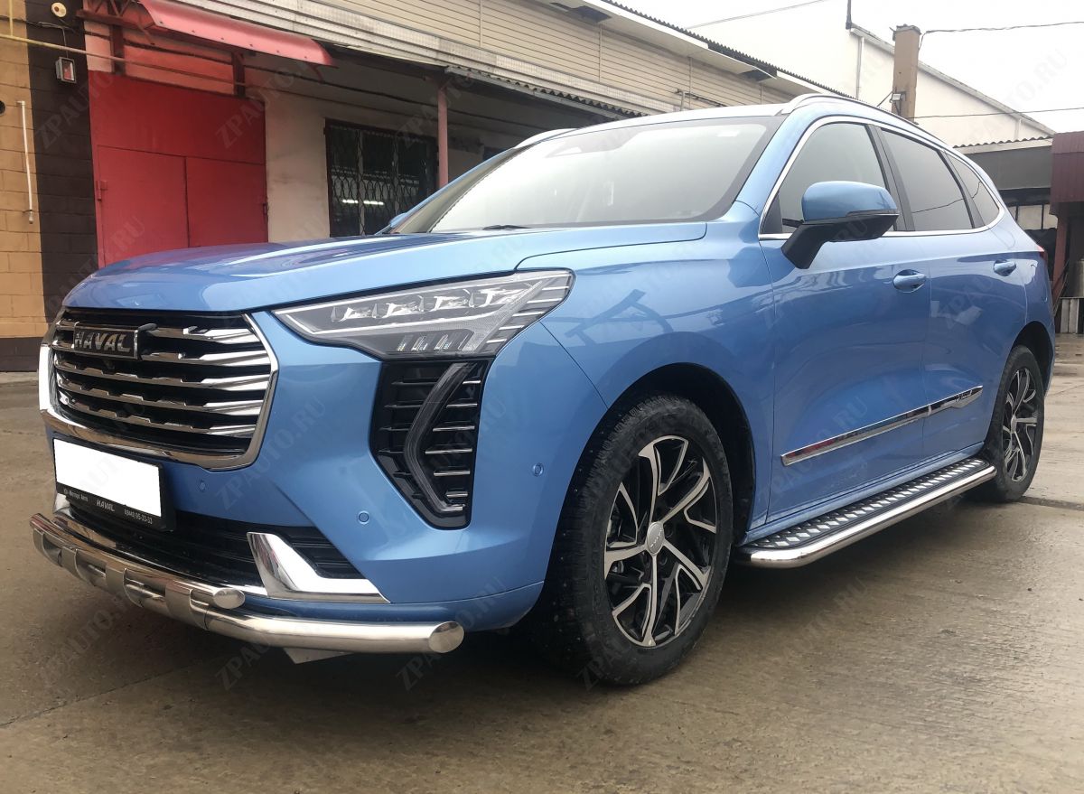 Пороги с накладным листом для автомобиля Haval Jolion 2024 арт. HVJ.24.41
