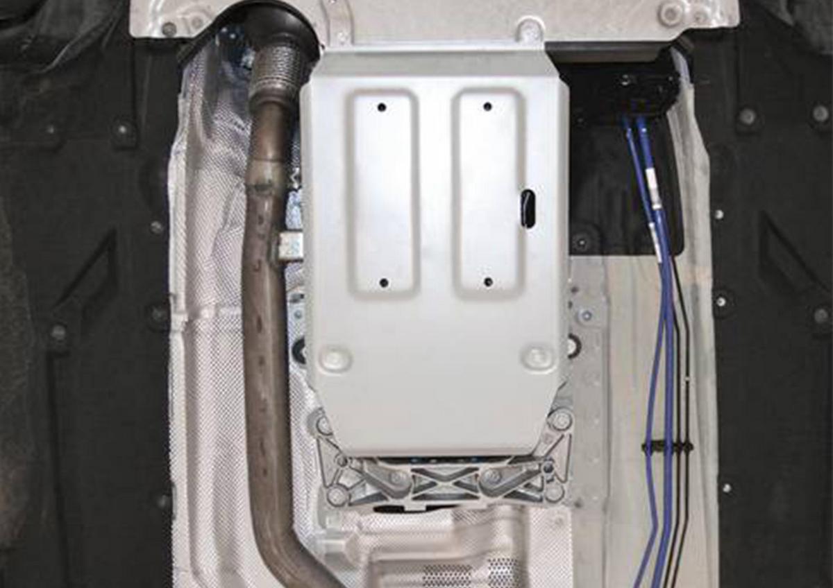 Защита КПП Rival для BMW 1 серия F20/F21 рестайлинг RWD (118i) 2015-2020, штампованная, алюминий 4 мм, с крепежом, 333.0528.1