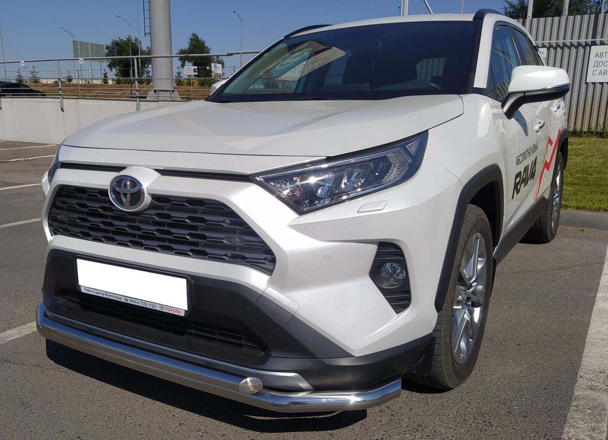 Защита переднего бампера двойная с двумя подгибами для автомобиля Toyota RAV4 арт. TRAV.19.03-1