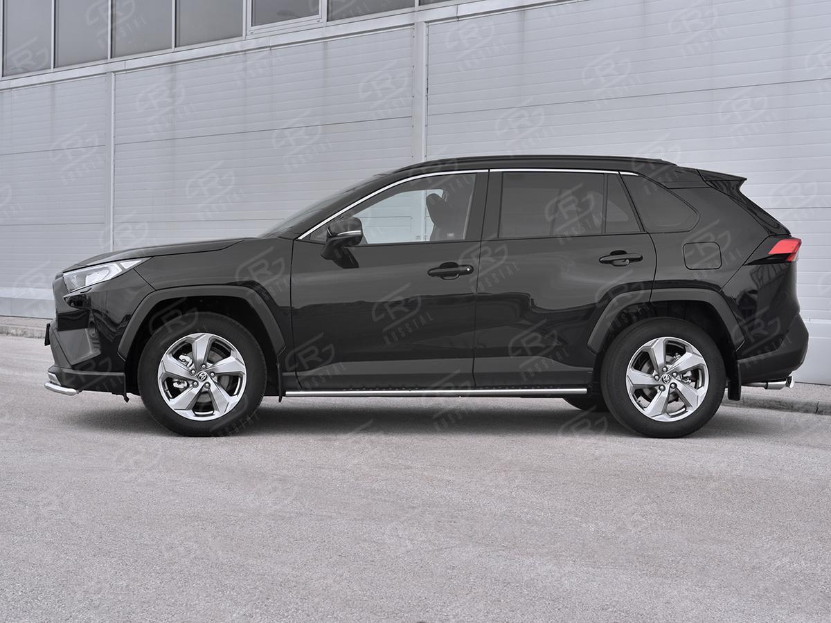 TOYOTA RAV4 2019-  Пороги труба 75х42 овал с проступью TR4O-003364, Slitkoff