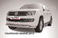 Защита переднего бампера d76+d57 двойная радиусная Volkswagen Amarok (2010-2016) , Slitkoff, арт. VWAM13-002