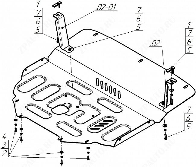 Защита стальная Мотодор (Двигатель, Коробка переключения передач), 2 мм,  для Changan UNI-T  2020- арт. 77206