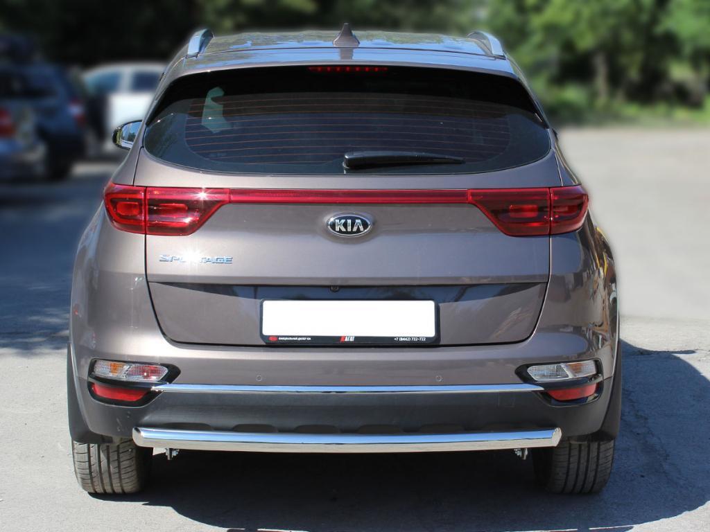 Защита заднего бампера радиусная одинарная d-60 для автомобиля Kia Sportage 2018-наст.вр., Технотек, арт. KSP18_3