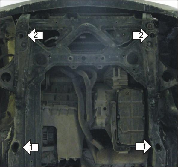Защита стальная Мотодор (Двигатель, Коробка переключения передач), 2 мм, Сталь для Mercedes-benz A-class 1997-2004 арт. 01215