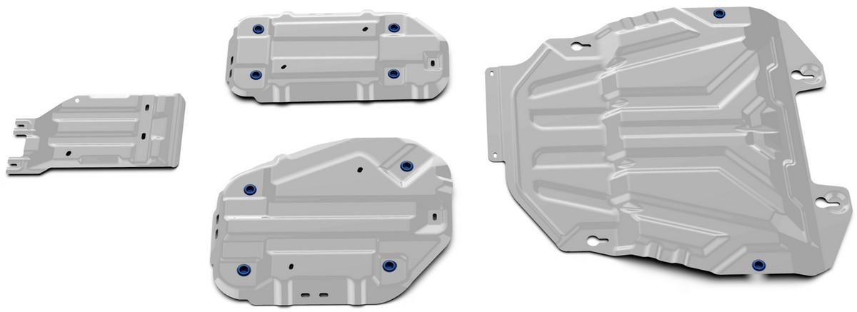 Защита картера, КПП, топливного бака и редуктора Rival для Toyota RAV4 XA50 2019-н.в., штампованная, алюминий 3 мм, с крепежом, 4 части, K333.9534.1