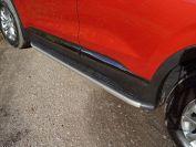 Пороги алюминиевые с пластиковой накладкой (карбон серые) 1820 мм для автомобиля Hyundai Santa Fe (TM) 2018-, TCC Тюнинг HYUNSF18-24GR