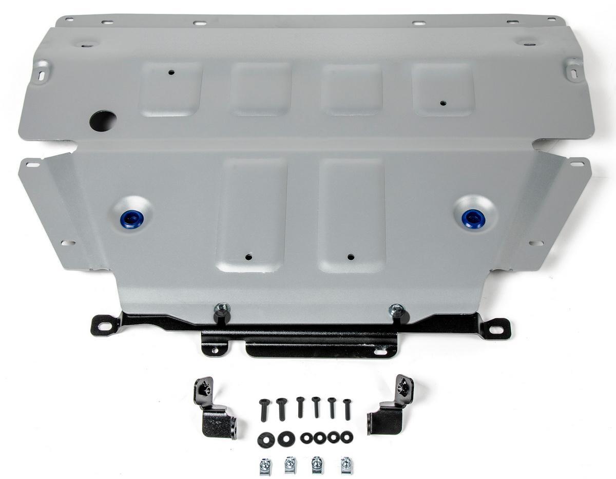 Защита картера Rival для Porsche Cayenne III 2017-н.в., штампованная, алюминий 4 мм, с крепежом, 333.4612.1