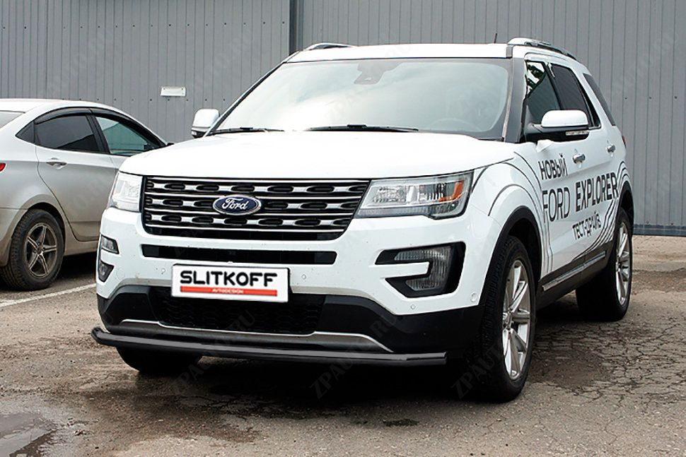 Защита переднего бампера d57 черная Ford Explorer (2015-2018) , Slitkoff, арт. FEX15004B