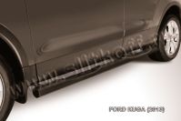 Защита порогов d76 с проступями черная Ford Kuga (2012-2016) , Slitkoff, арт. FKG13-005B