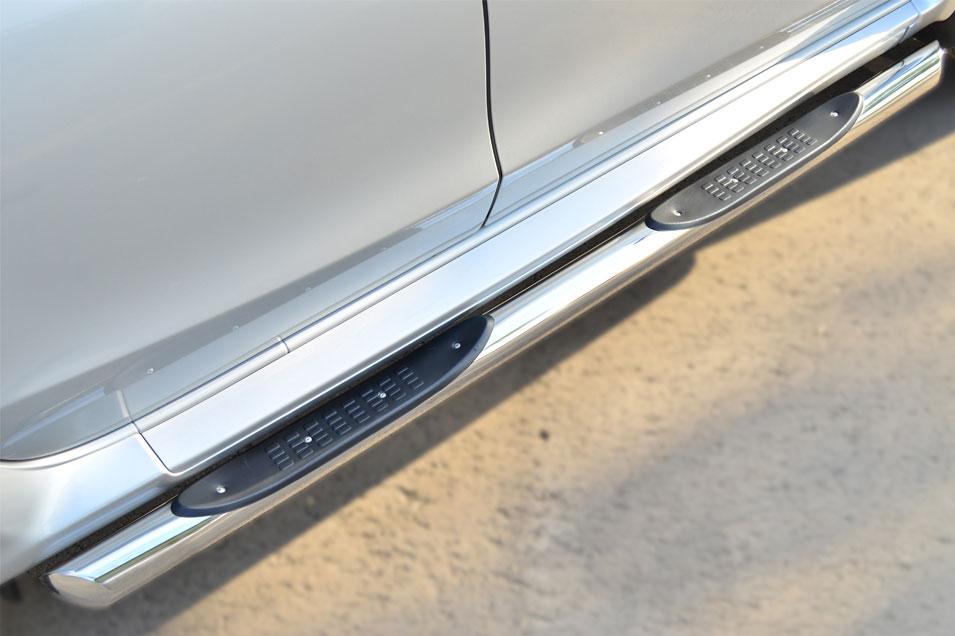 Пороги труба d76 с накладками вариант 1 для Nissan Terrano 2014, Slitkoff NTRT-001790