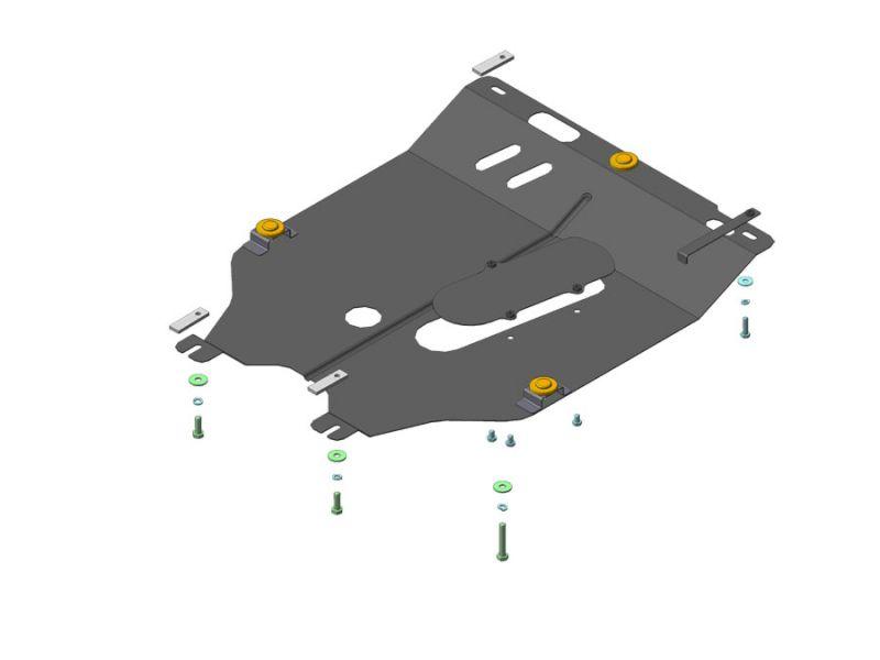 Защита двигателя, кпп стальная Motodor для Nissan Note 2006-2014 (2 мм, сталь), 61402