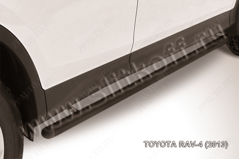 Защита порогов d57 труба черная Toyota Rav-4 (2012-2015) , Slitkoff, арт. TR413-006B