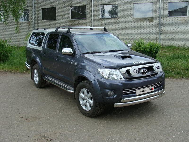 Пороги с площадкой 60,3 мм для автомобиля Toyota Hilux 2006-2011, TCC Тюнинг TOYHILUX10-02