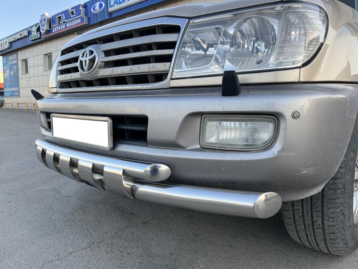 Защита переднего бампера двойная с перемычками для автомобиля TOYOTA Land Cruiser 100   1998-2006 арт. TLC100.98.75