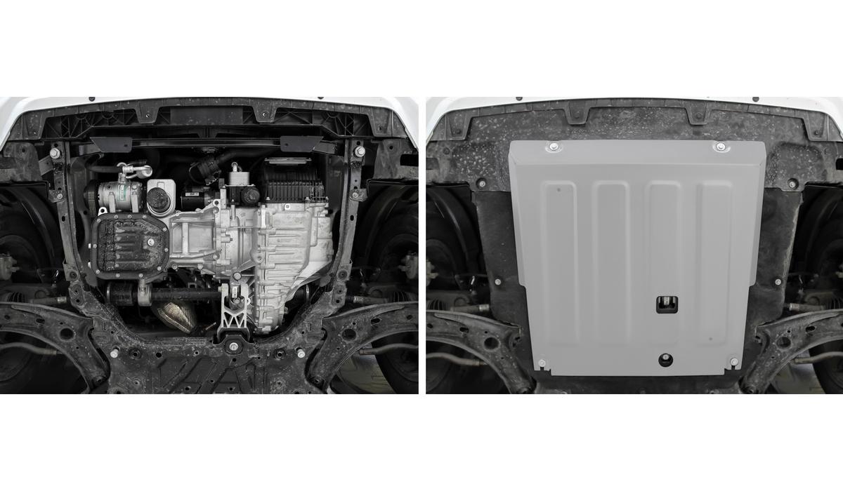 Защита картера и КПП Rival для Haval Jolion РКПП FWD (кроме комплектации Comfort) 2021-н.в., алюминий 3 мм, с крепежом, штампованная, 333.9421.1